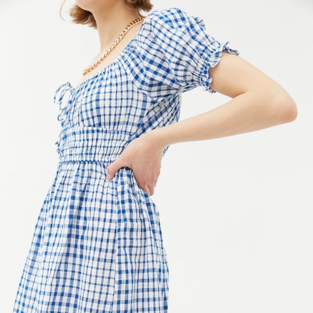 Womens Urban Outfitters Gingham Pixie Milkmaid Mini Dress